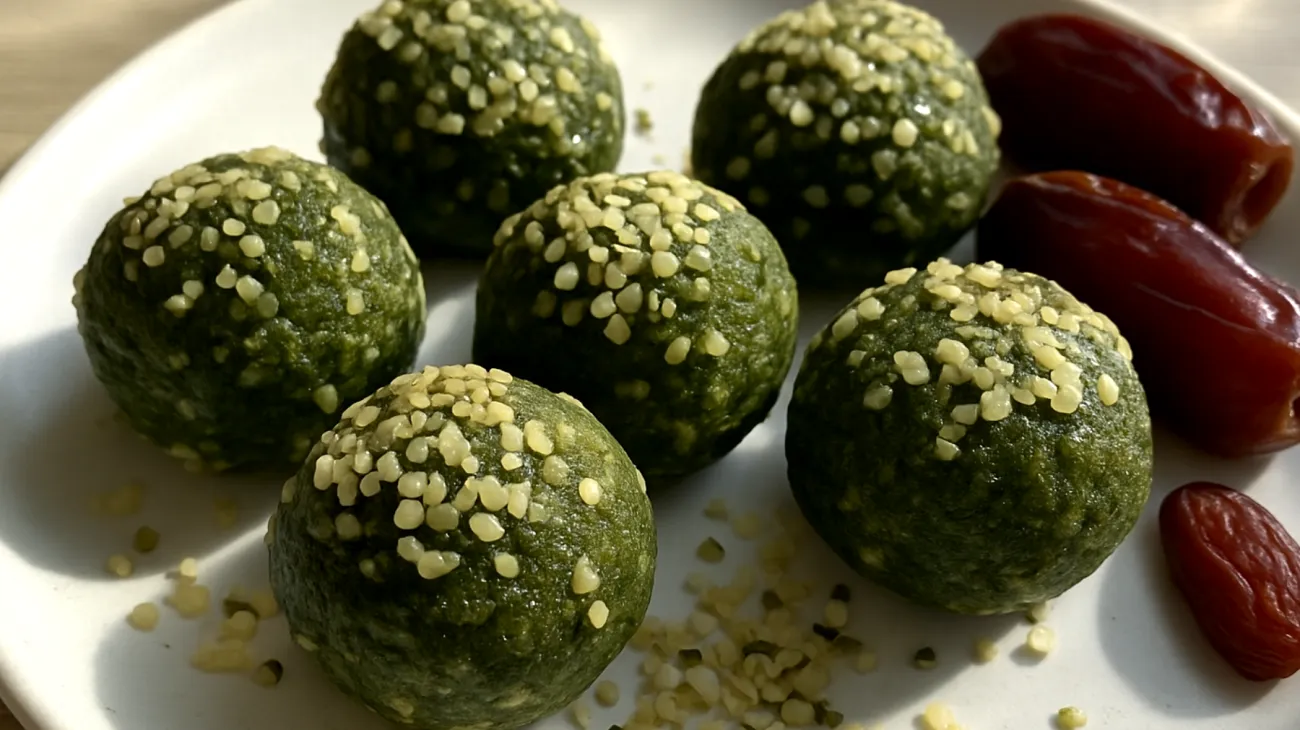 Energy balls con semi di canapa, datteri e spirulina"