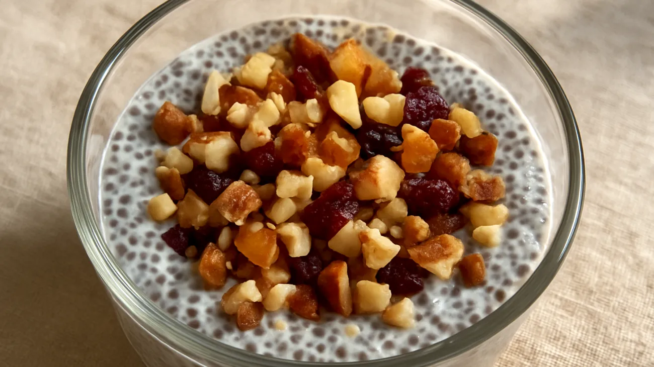 Budino di semi di chia con proteine vegetali e frutta secca"
