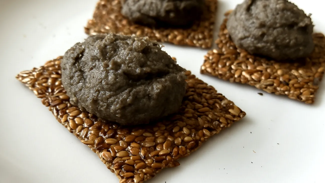 Crackers di semi di lino con hummus di ceci neri"