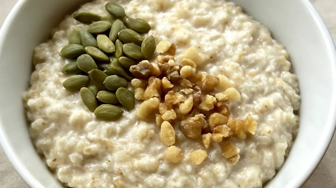 Porridge di avena con semi di zucca e noci"