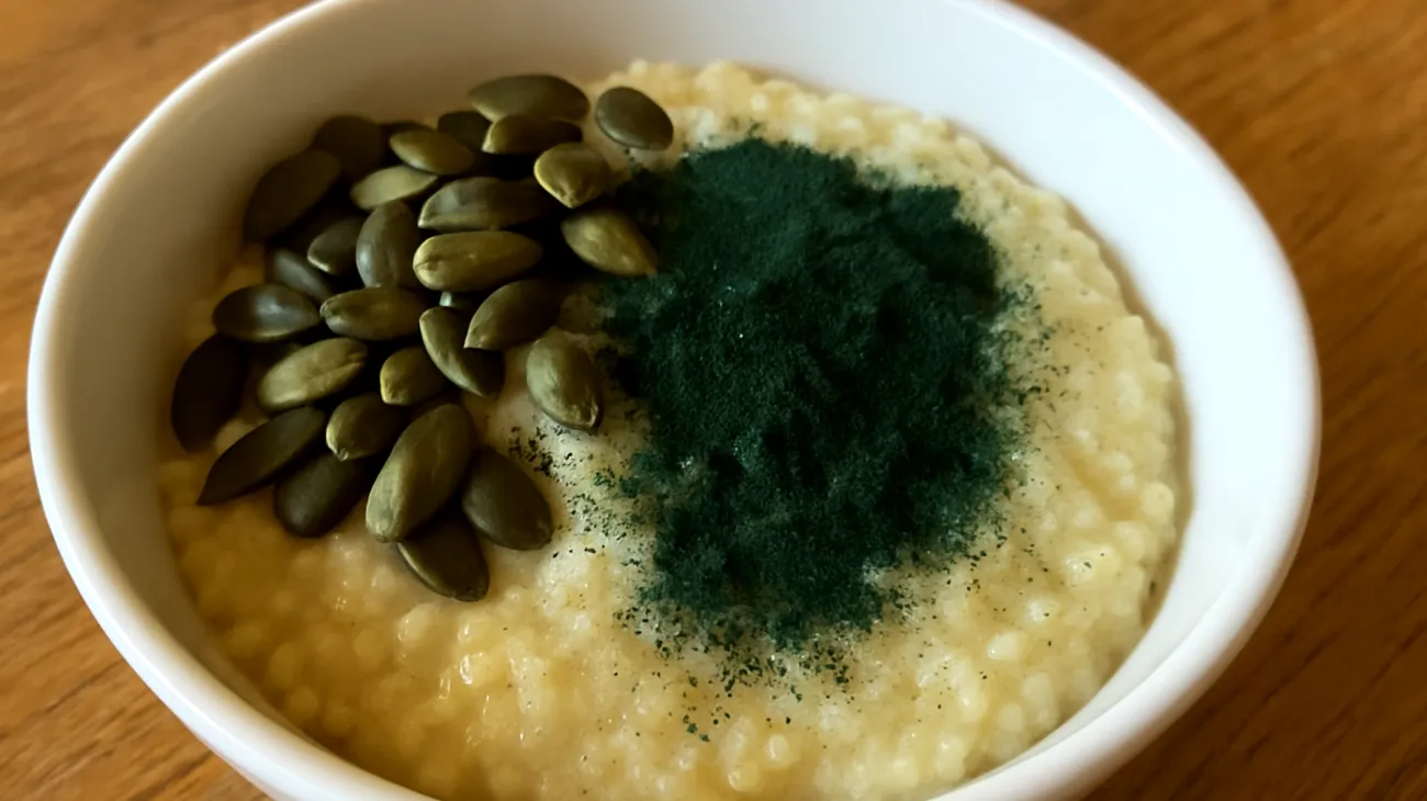 Porridge di miglio con semi di zucca e spirulina"