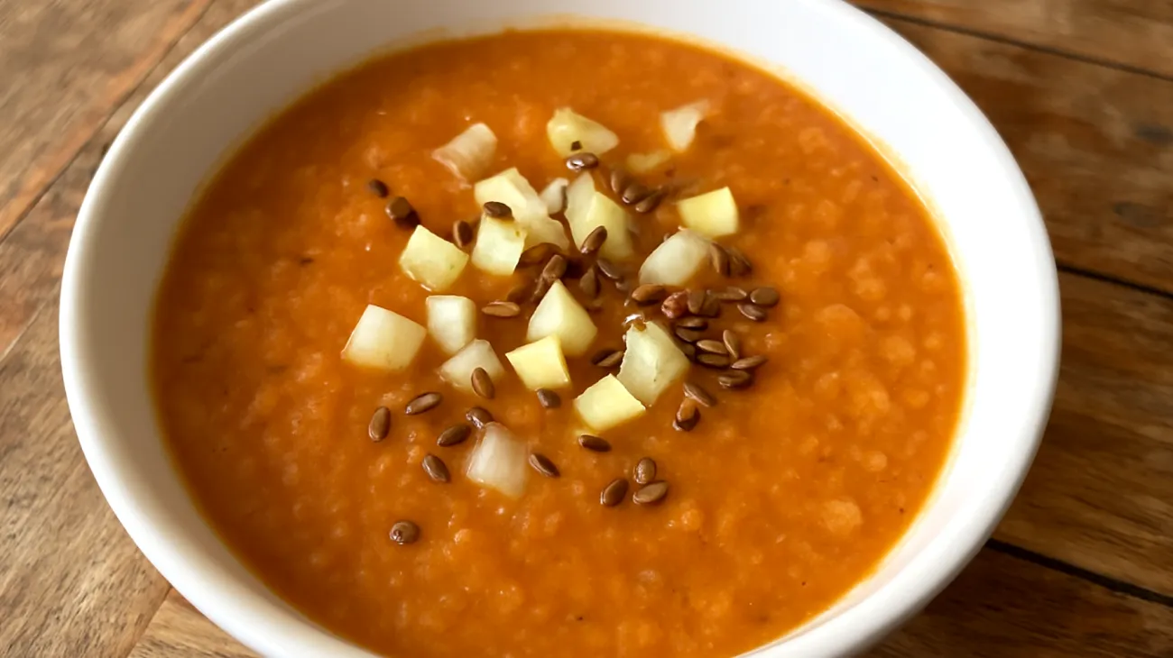 Zuppa di lenticchie rosse con finocchio e semi di lino"